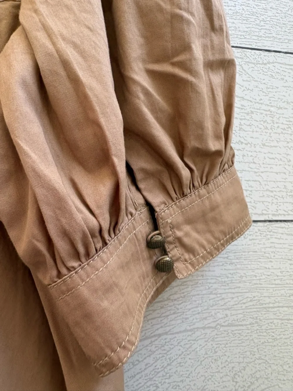 Pilcro Bow-Front Tunic Cotton Mini Dress Khaki/Tan Size M - Picture 8 of 12